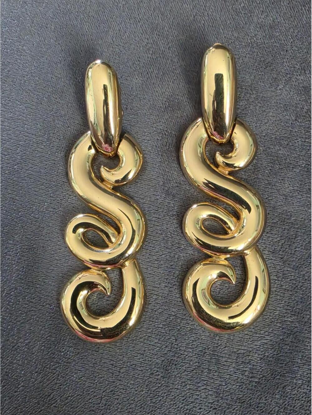 St John Rare vintage designer Clipon earrings 80s /90s Goldplated